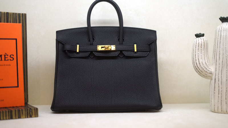 Hermès Birkin 25 noir togo gold