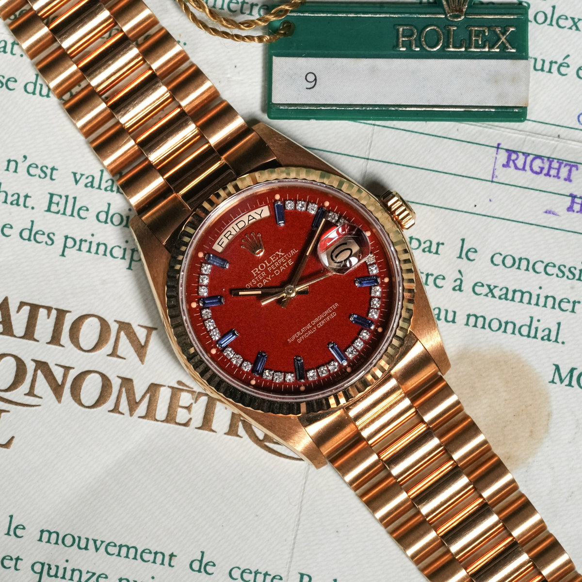 Rolex Day-Date “Stella Red & Sapphire” – Ref. 18038 (1987) — 1