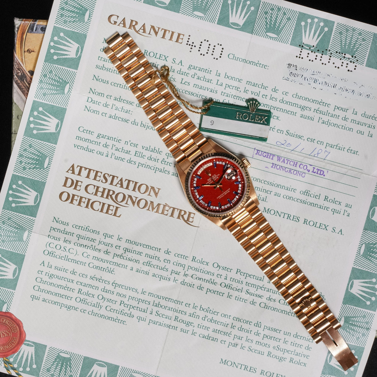 Rolex Day-Date “Stella Red & Sapphire” – Ref. 18038 (1987) — 3