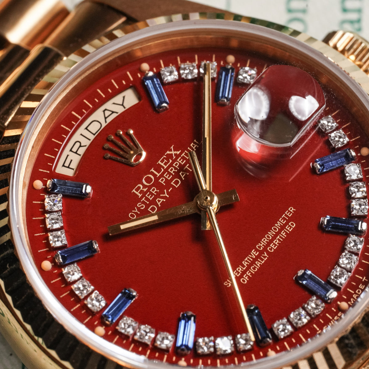 Rolex Day-Date “Stella Red & Sapphire” – Ref. 18038 (1987) — 5