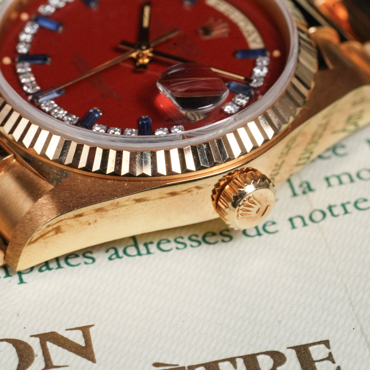 Rolex Day-Date “Stella Red & Sapphire” – Ref. 18038 (1987) — 6