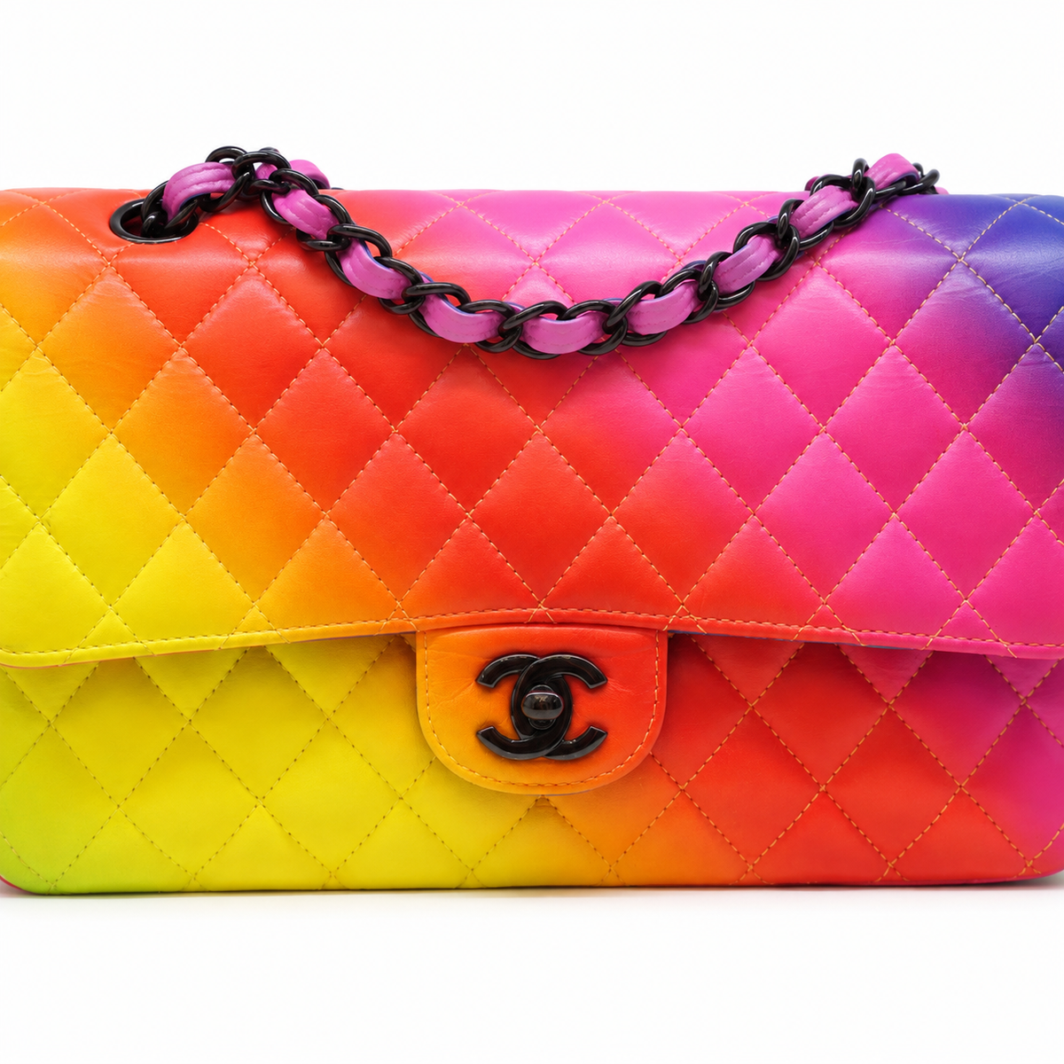 Chanel 23C Rainbow Classic Flap Medium – hardware nero — 3