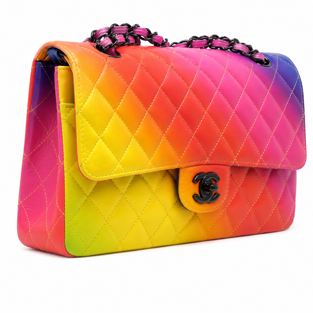 Chanel 23C Rainbow Classic Flap Medium – hardware nero — 2