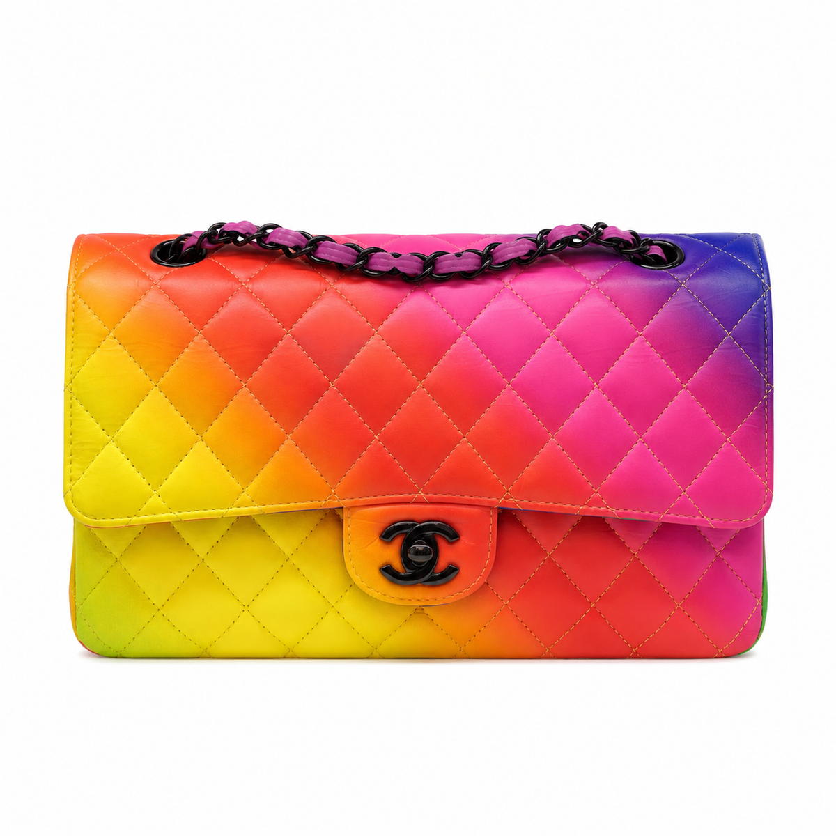Chanel 23C Rainbow Classic Flap Medium – hardware nero — 5
