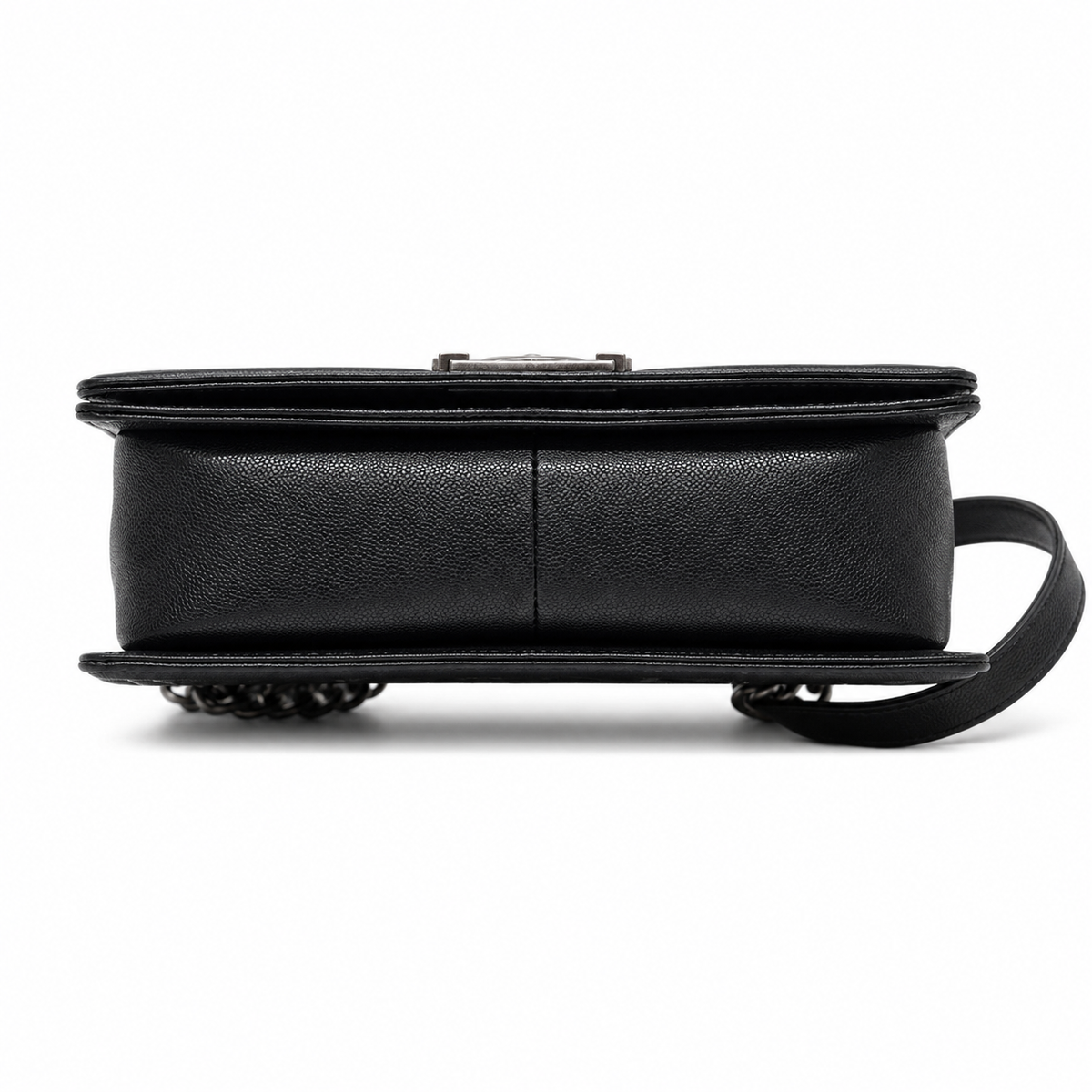 Chanel Boy Old Medium in black caviar – ruthenium hardware — 6