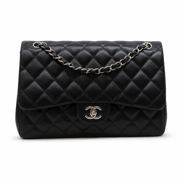CHANEL Classic Jumbo 30cm Black Lambskin Bag – Silver Hardware