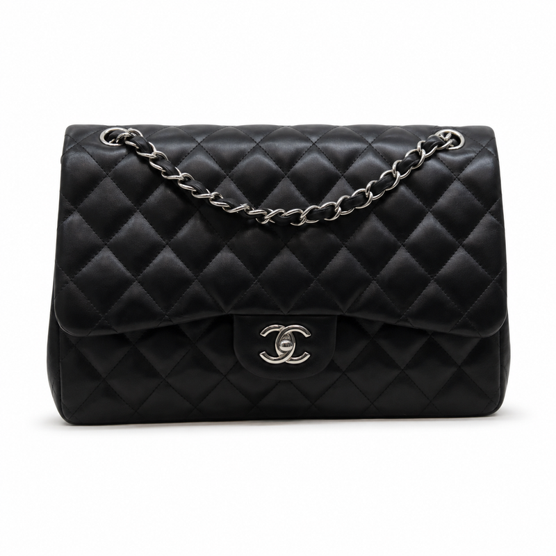 CHANEL Classic Jumbo 30cm Black Lambskin Bag – Silver Hardware