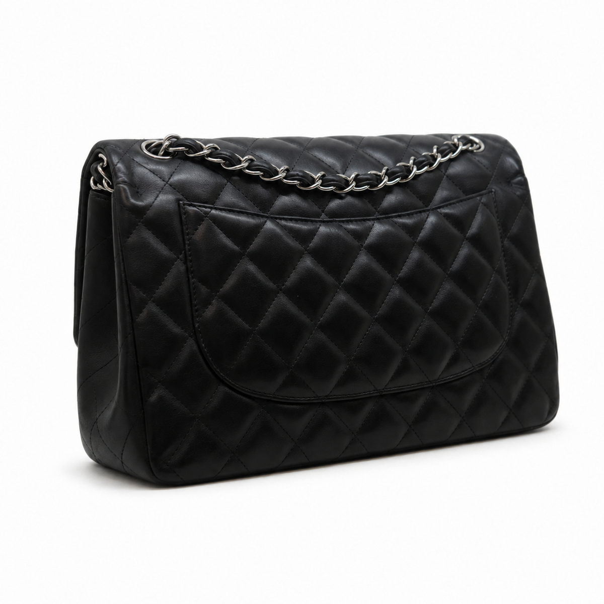 Chanel Classic Jumbo 30 cm in black lambskin – silver hardware — 4