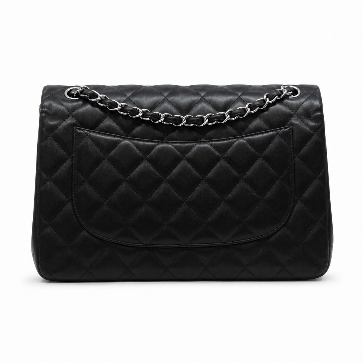 Chanel Classic Jumbo 30 cm in black lambskin – silver hardware — 5