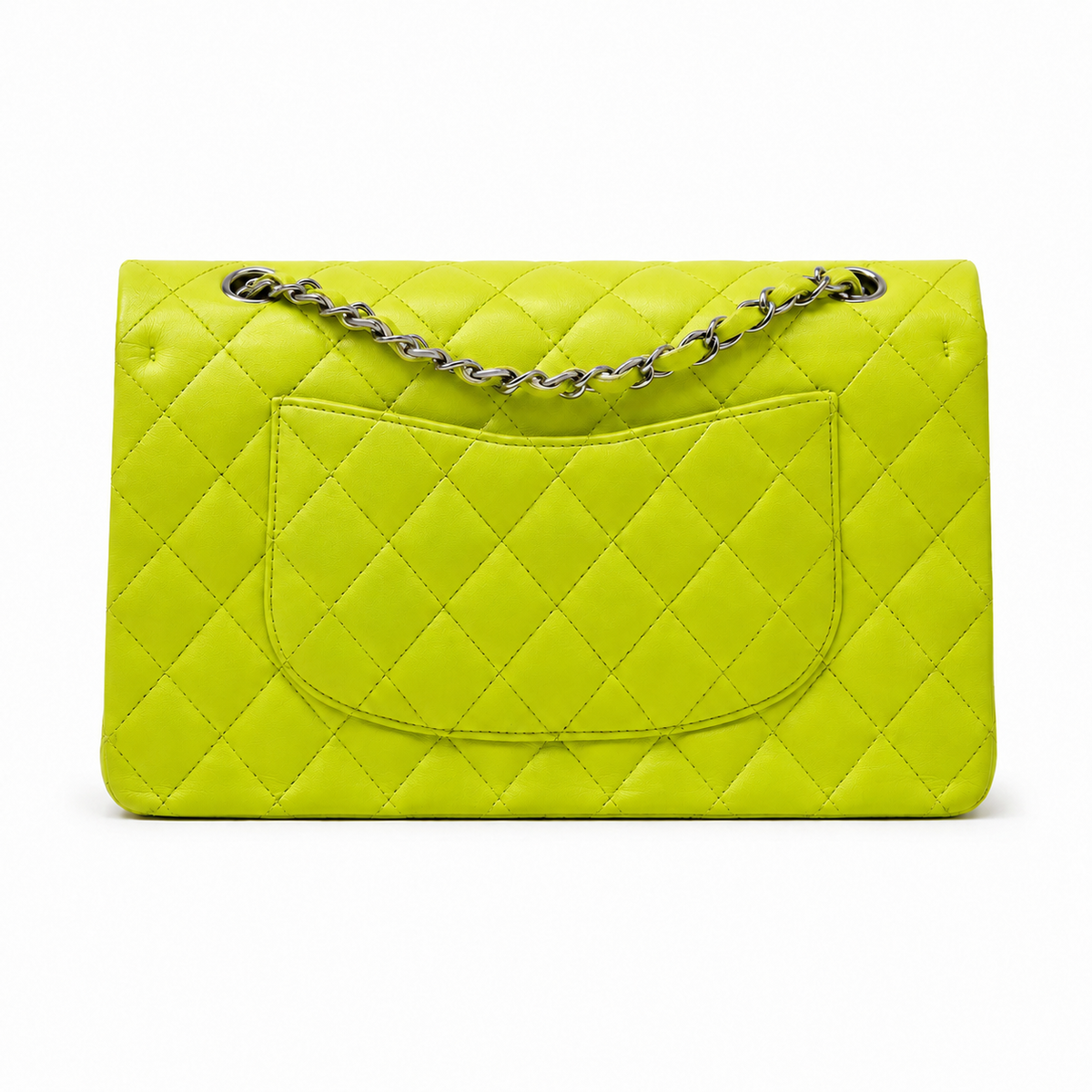 Chanel Classic Medium in pelle d'agnello gialla – hardware argento — 2