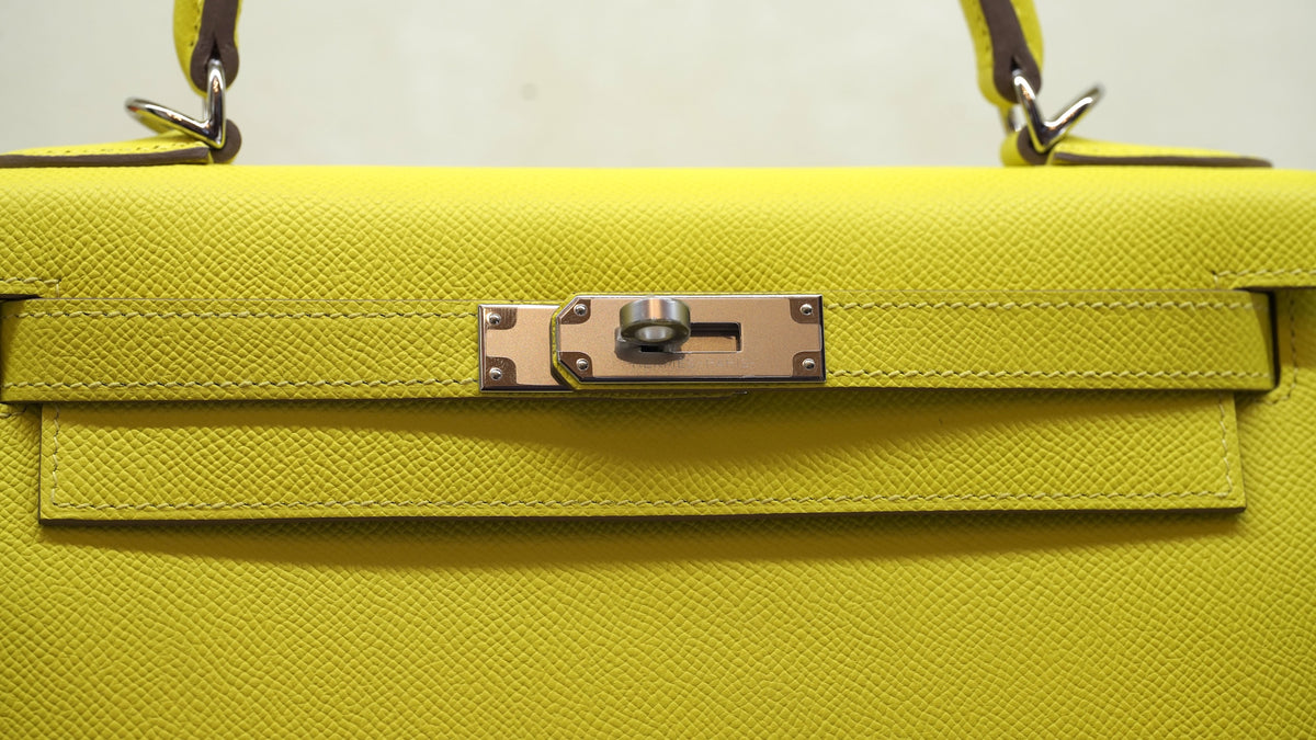 Hermès Kelly 28 Lime Gold Epson — 7