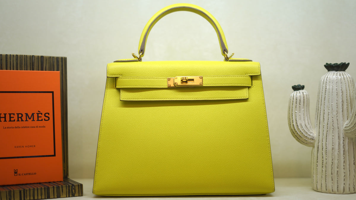 Hermès Kelly 28 Lime Gold Epson — 11