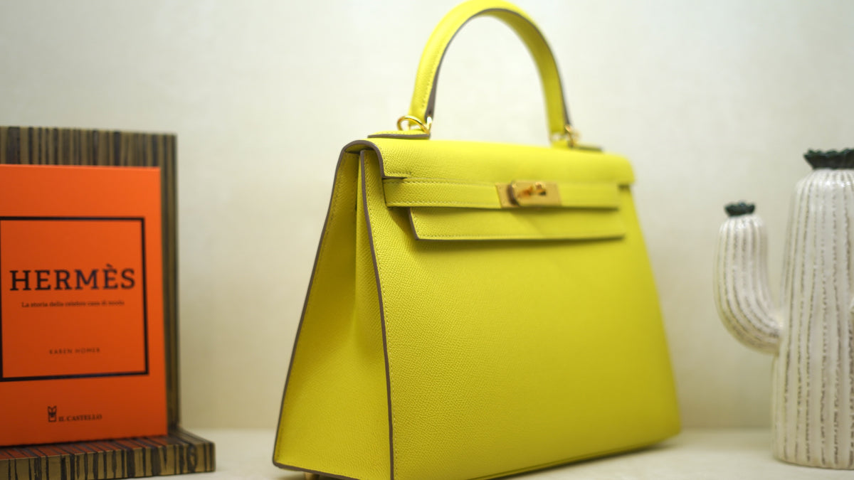 Hermès Kelly 28 Lime Gold Epson — 12