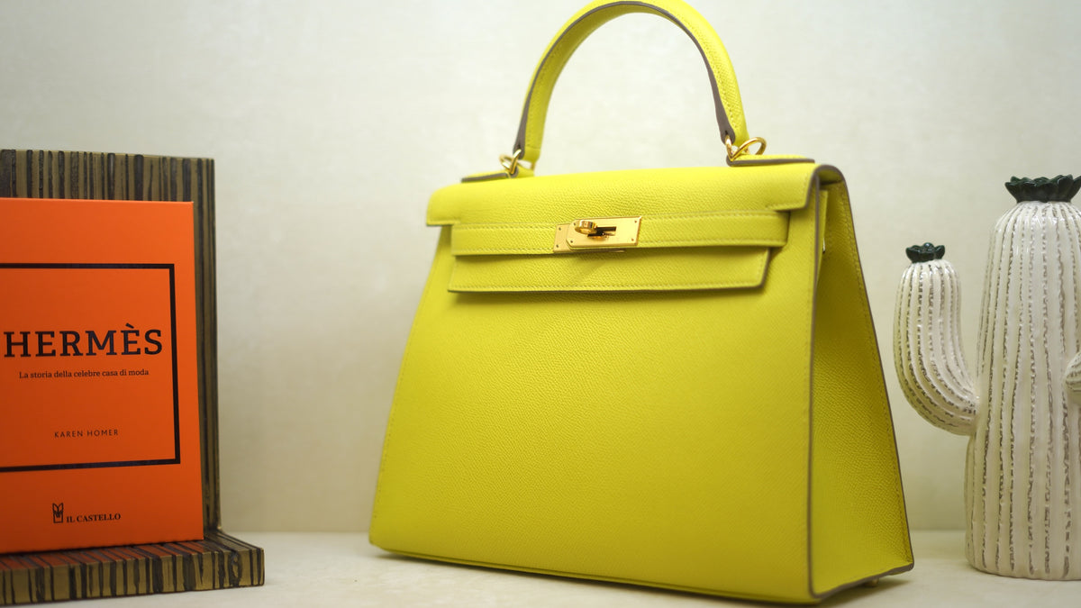 Hermès Kelly 28 Lime Gold Epson — 13