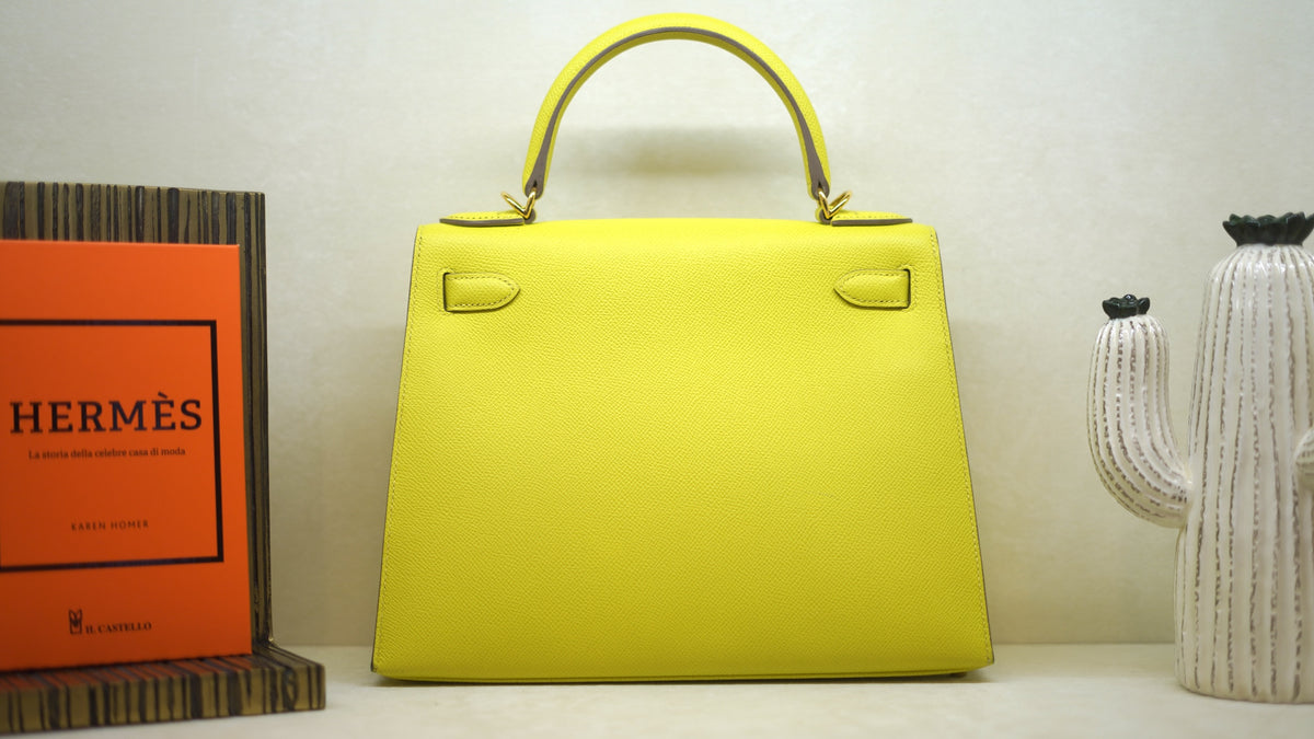 Hermès Kelly 28 Lime Gold Epson — 14