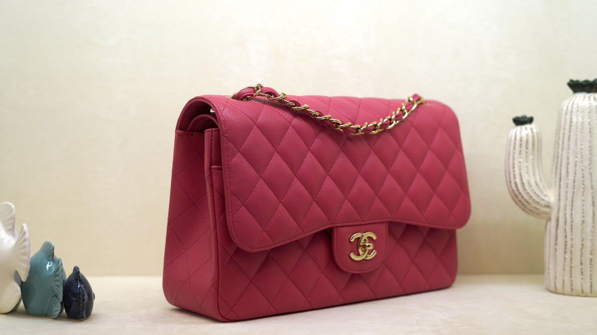 CHANEL Classic Jumbo Pink Caviar Flap Bag – Gold Hardware — 2