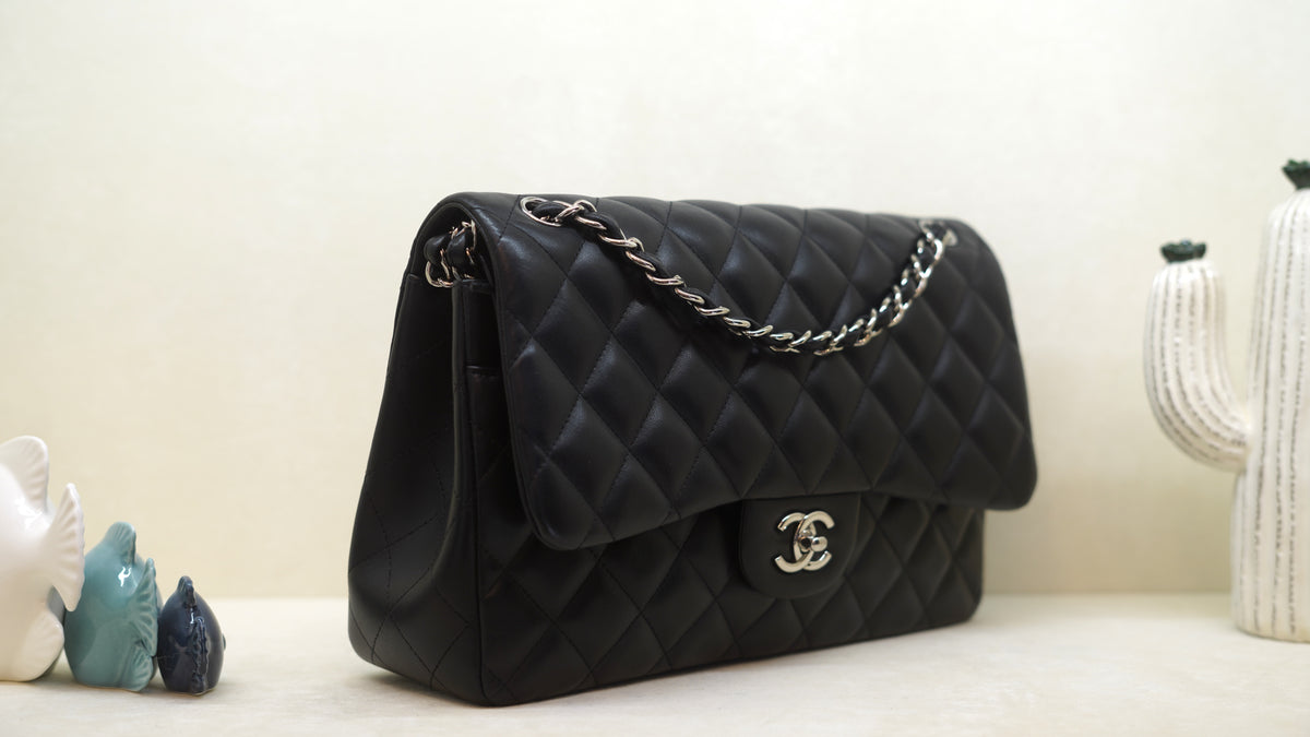 CHANEL Classic Jumbo 30cm Black Lambskin Bag – Silver Hardware — 2