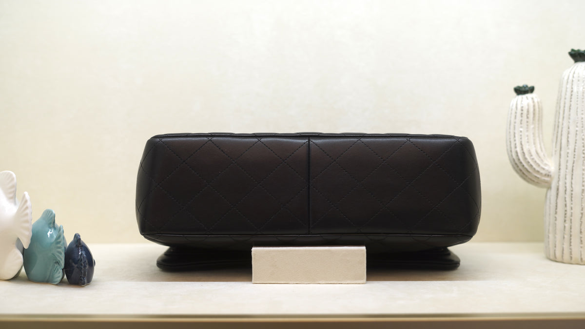 CHANEL Classic Jumbo 30cm Black Lambskin Bag – Silver Hardware — 6