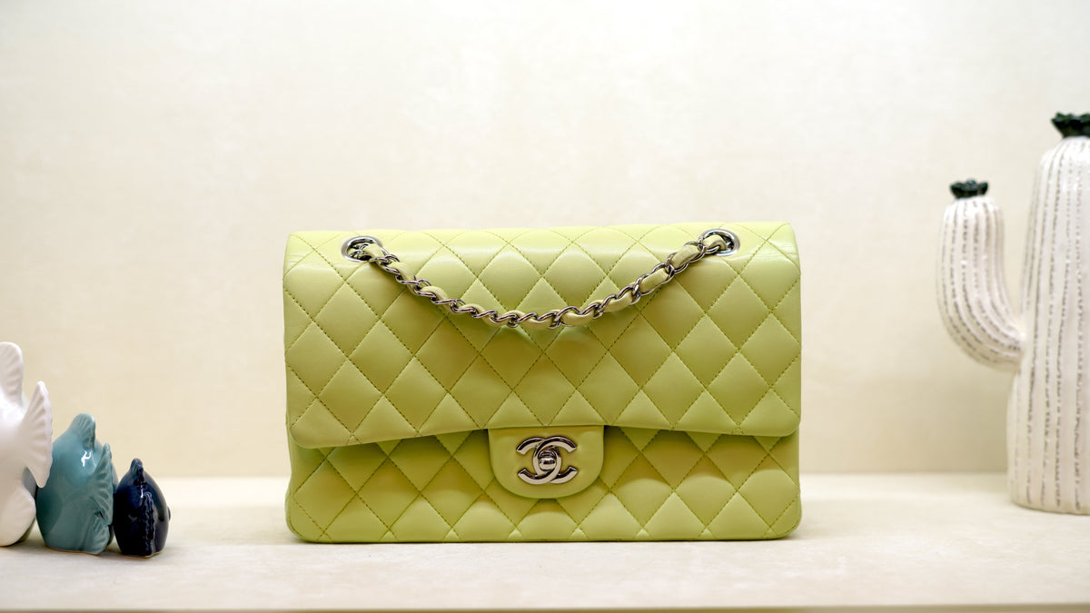 CHANEL Classic Medium Yellow Lambskin Flap Bag – Silver Hardware — 1
