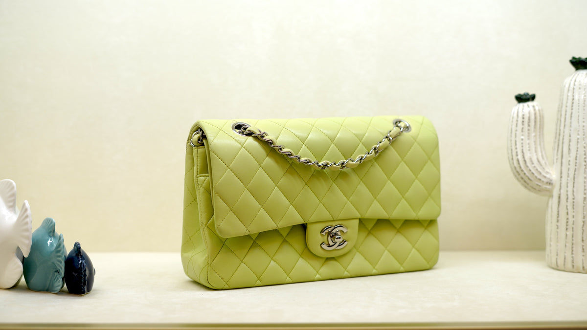 CHANEL Classic Medium Yellow Lambskin Flap Bag – Silver Hardware — 2