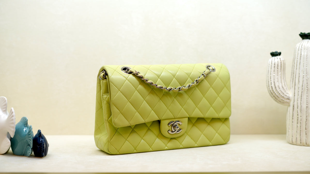 CHANEL Classic Medium Yellow Lambskin Flap Bag – Silver Hardware — 3