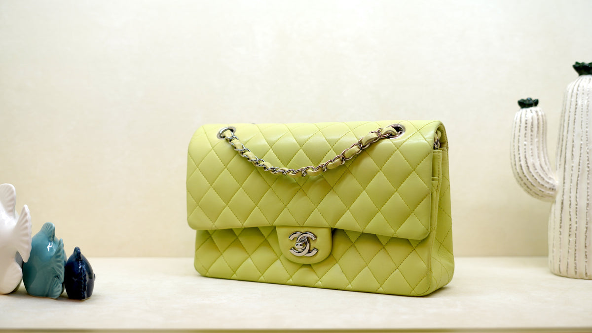 CHANEL Classic Medium Yellow Lambskin Flap Bag – Silver Hardware — 4