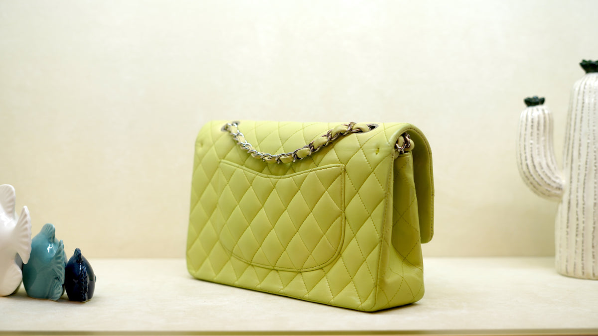 CHANEL Classic Medium Yellow Lambskin Flap Bag – Silver Hardware — 6
