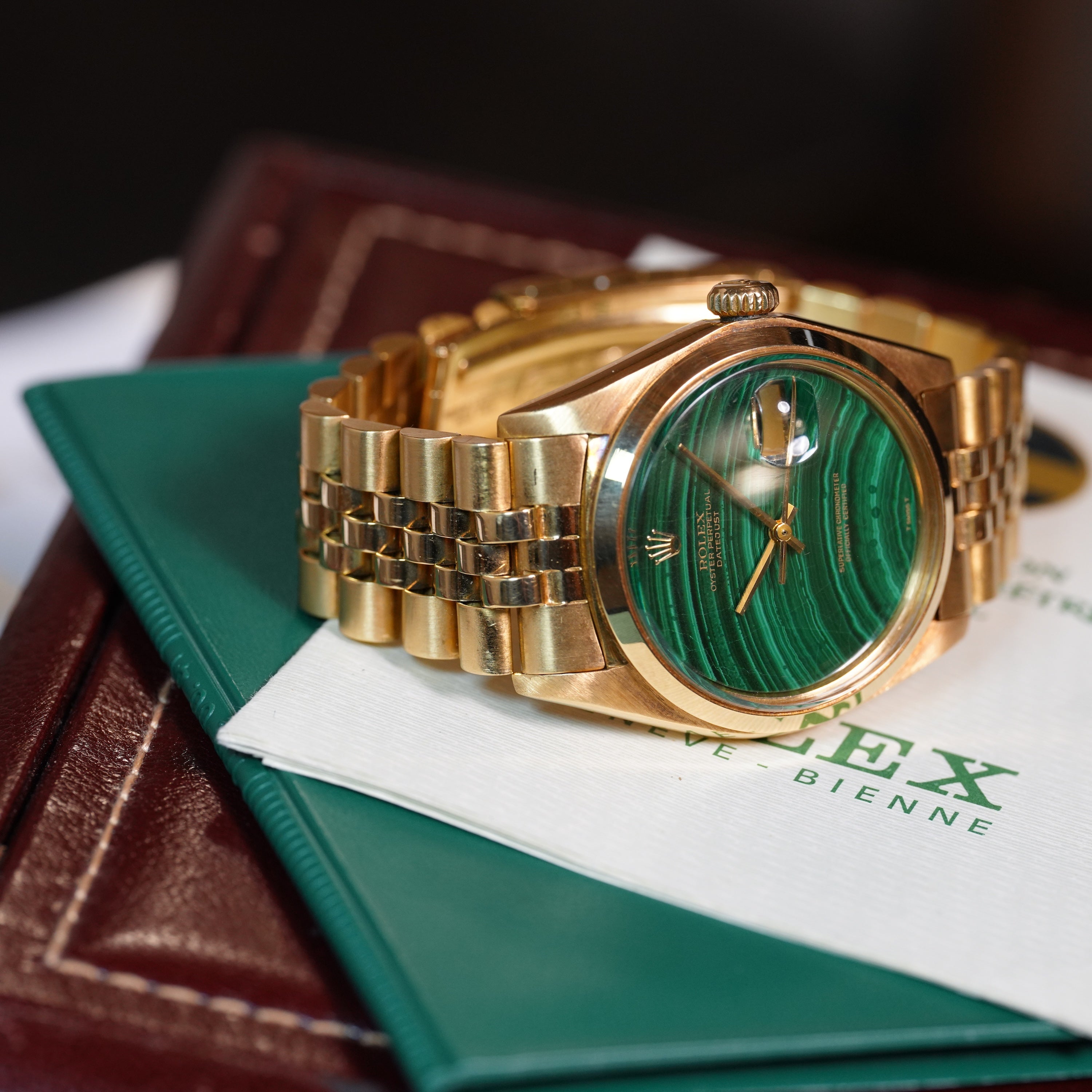 Rolex Datejust – Ref. 1601 – Yellow Gold with Malachite Dial