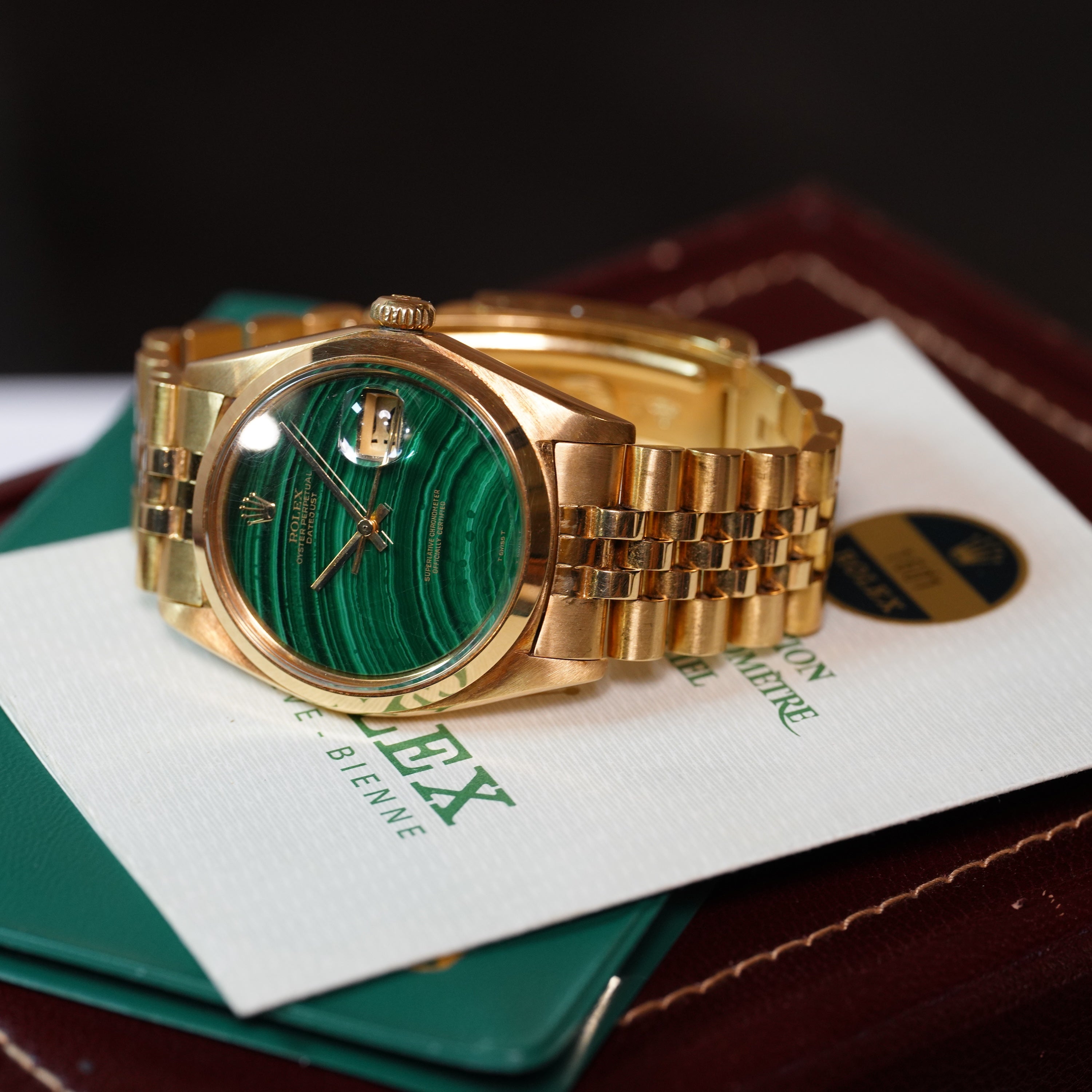 Rolex Datejust – Ref. 1601 – Yellow Gold with Malachite Dial