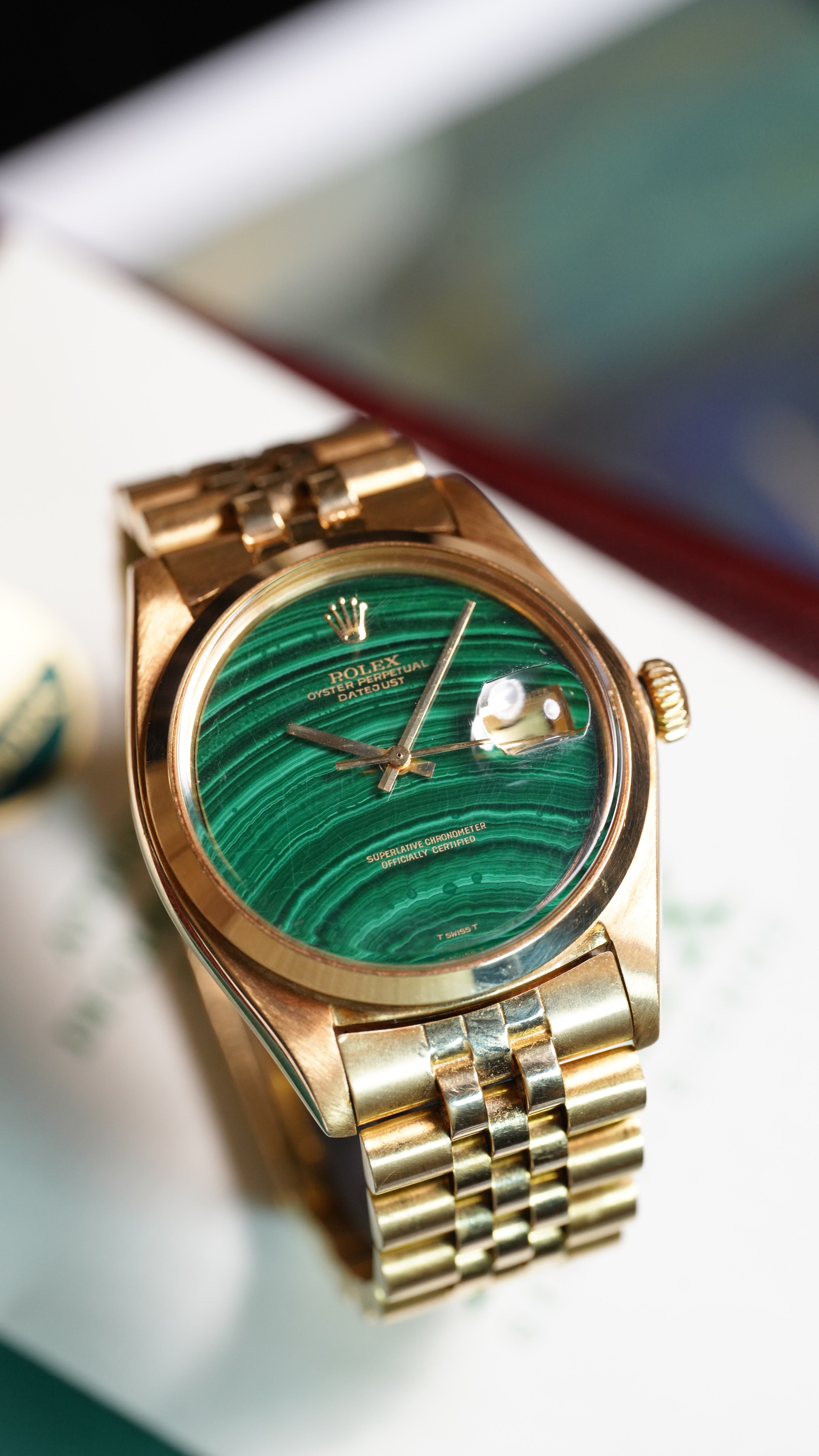 Rolex Datejust – Ref. 1601 – Yellow Gold with Malachite Dial
