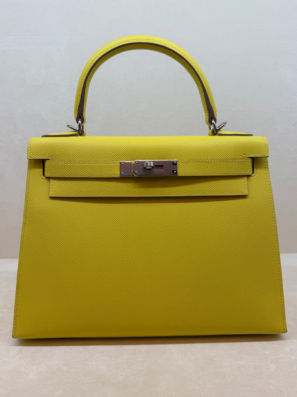 Hermès Kelly 28 Sellier Epsom Lime Palladium Hardware 2023