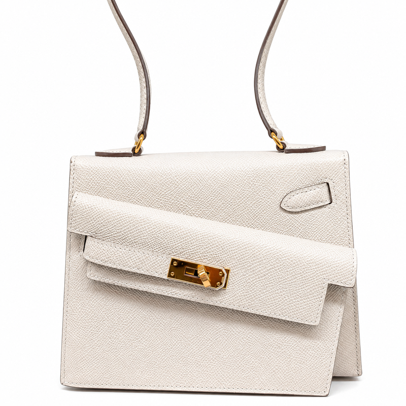 Hermès Kelly 20 Desordre Sellier Craie — Epsom, Oro, 2023