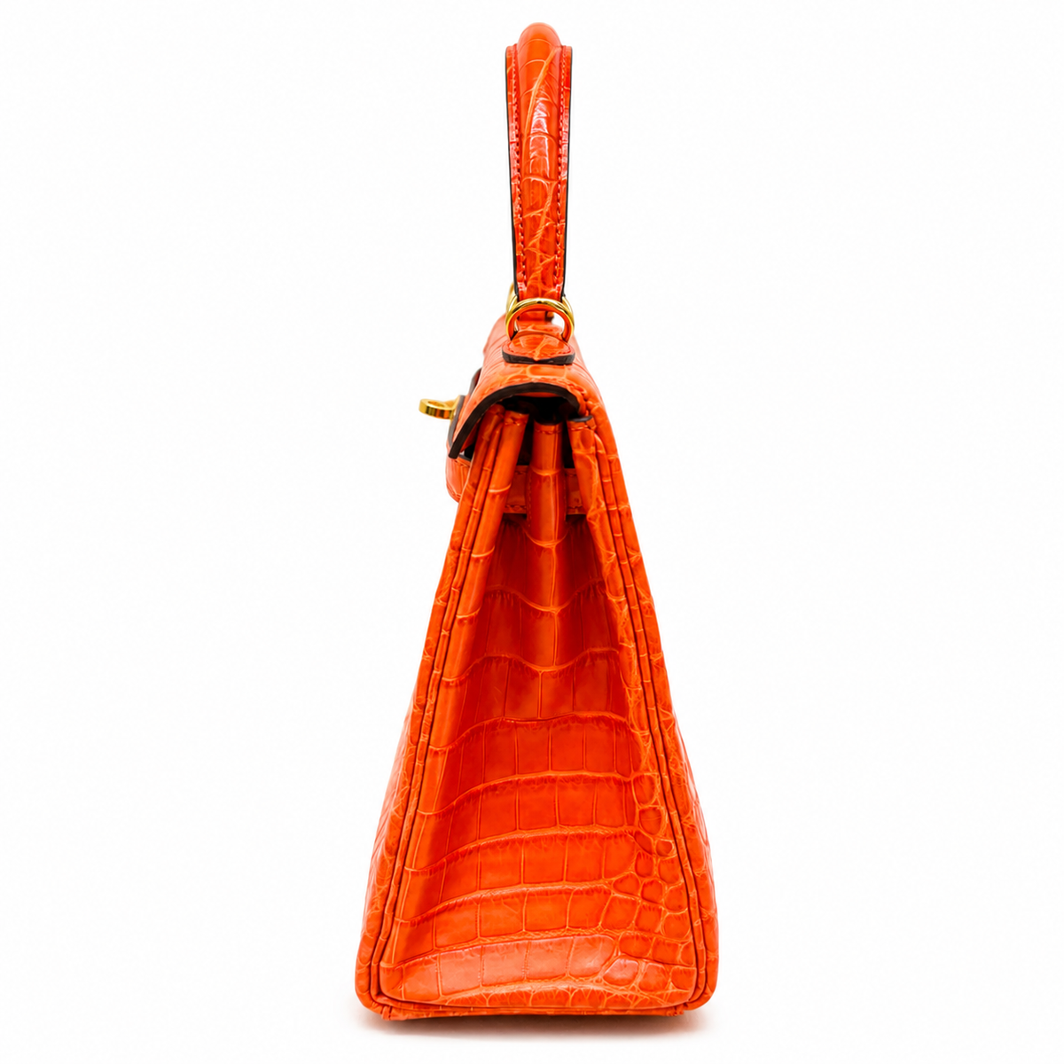 Hermès Kelly 25 Retourne Coccodrillo Niloticus Orange — Oro, Full Set — 6