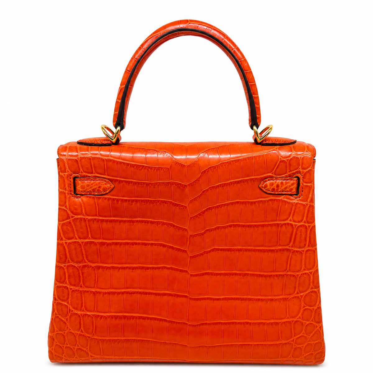 Hermès Kelly 25 Retourne Coccodrillo Niloticus Orange — Oro, Full Set — 8