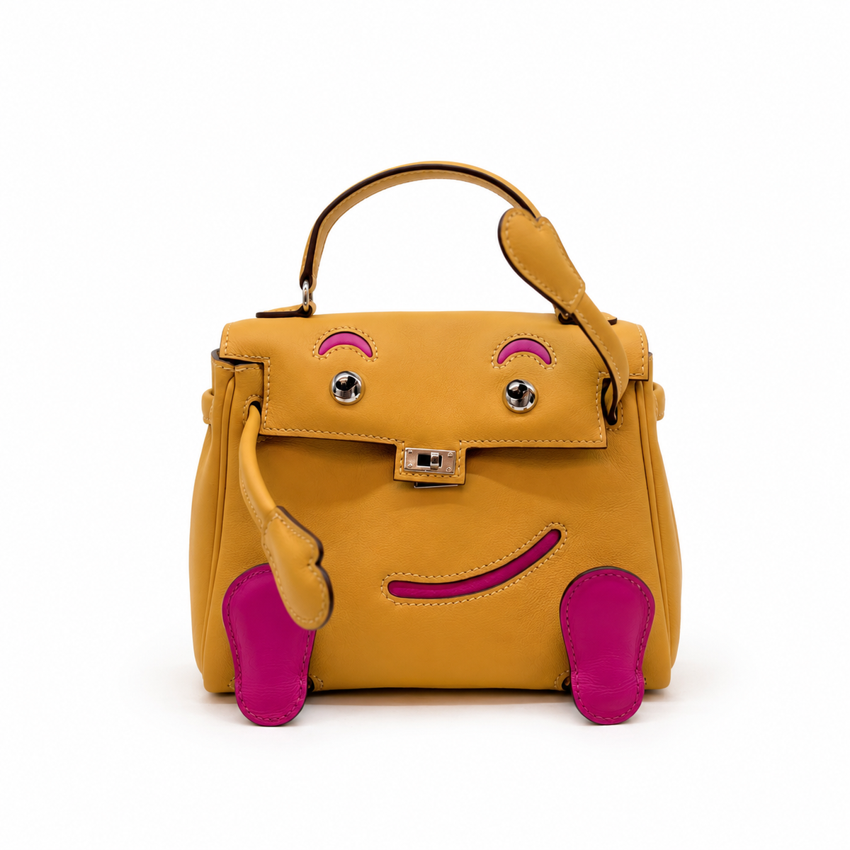 Hermès Quelle Idole Kelly Doll — Swift Giallo e Fucsia, Palladio — 9