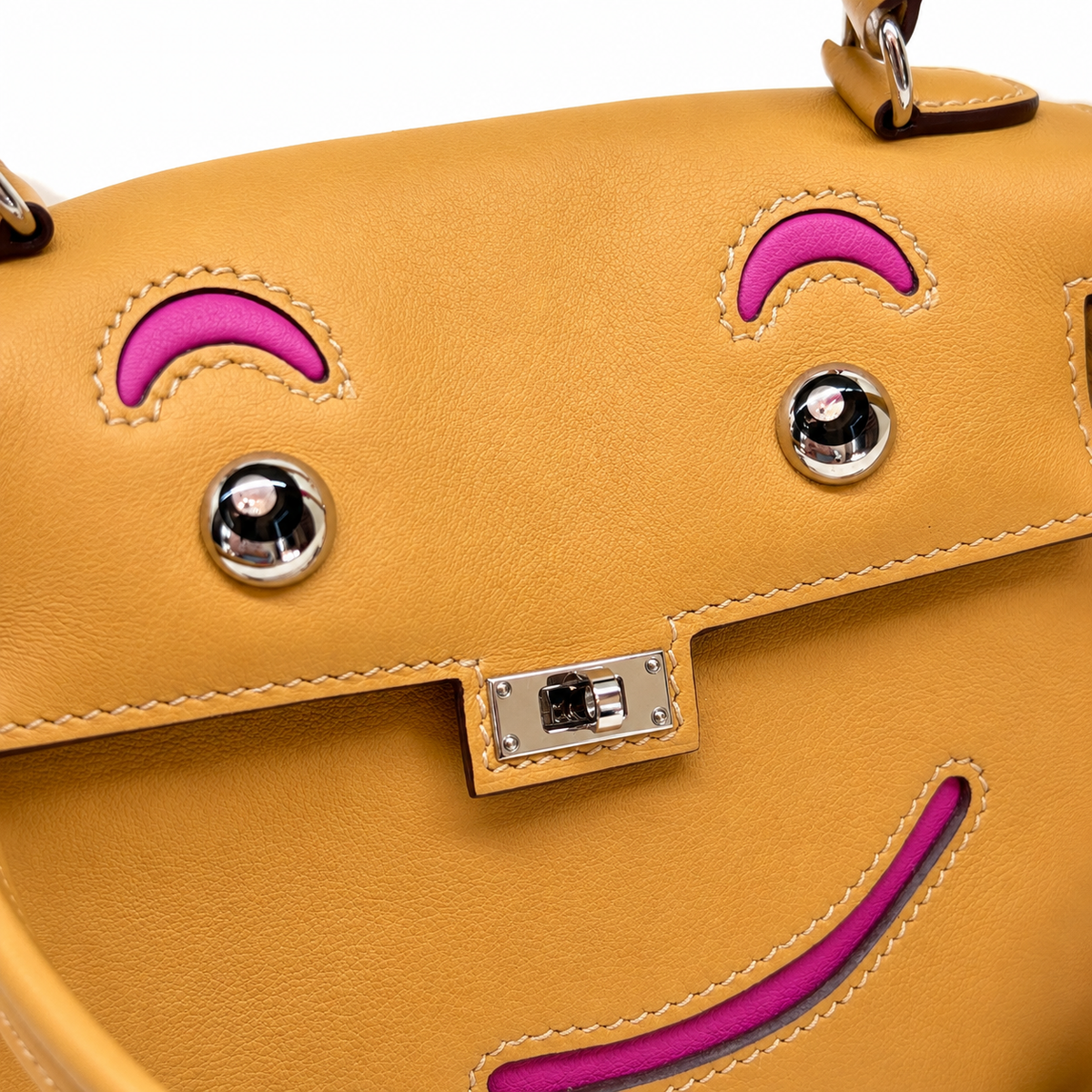 Hermès Quelle Idole Kelly Doll — Swift Giallo e Fucsia, Palladio — 8