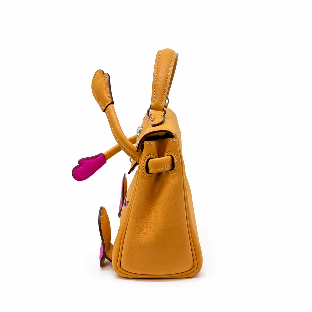 Hermès Quelle Idole Kelly Doll — Swift Giallo e Fucsia, Palladio — 6
