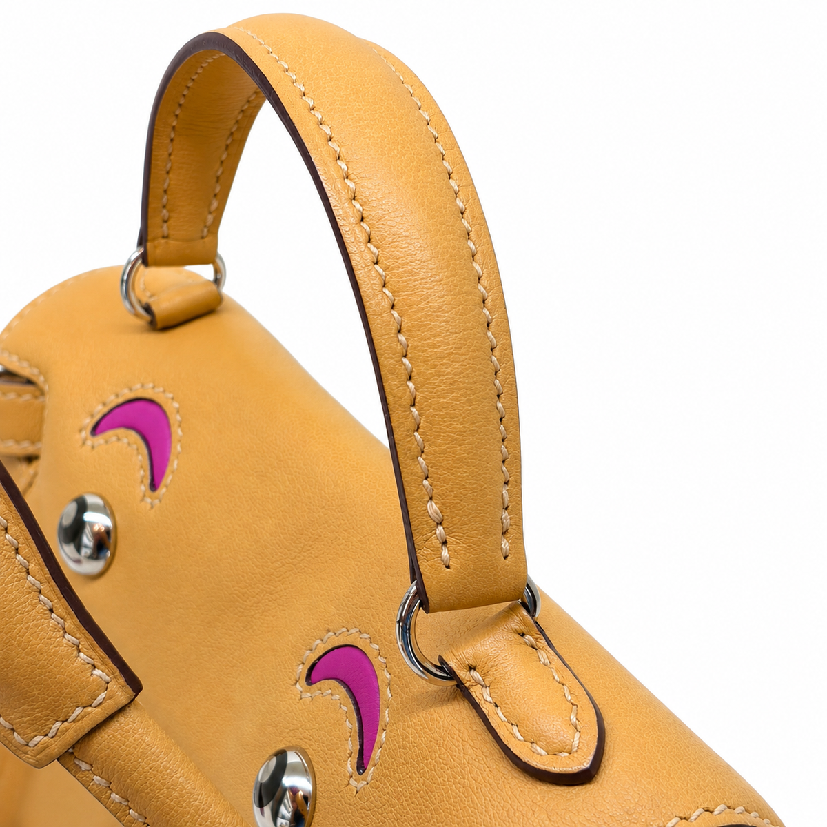 Hermès Quelle Idole Kelly Doll — Swift Giallo e Fucsia, Palladio — 5