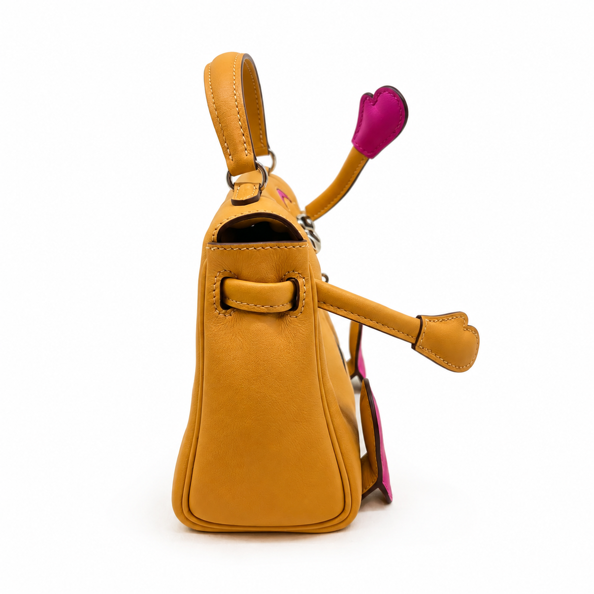 Hermès Quelle Idole Kelly Doll — Swift Giallo e Fucsia, Palladio — 4