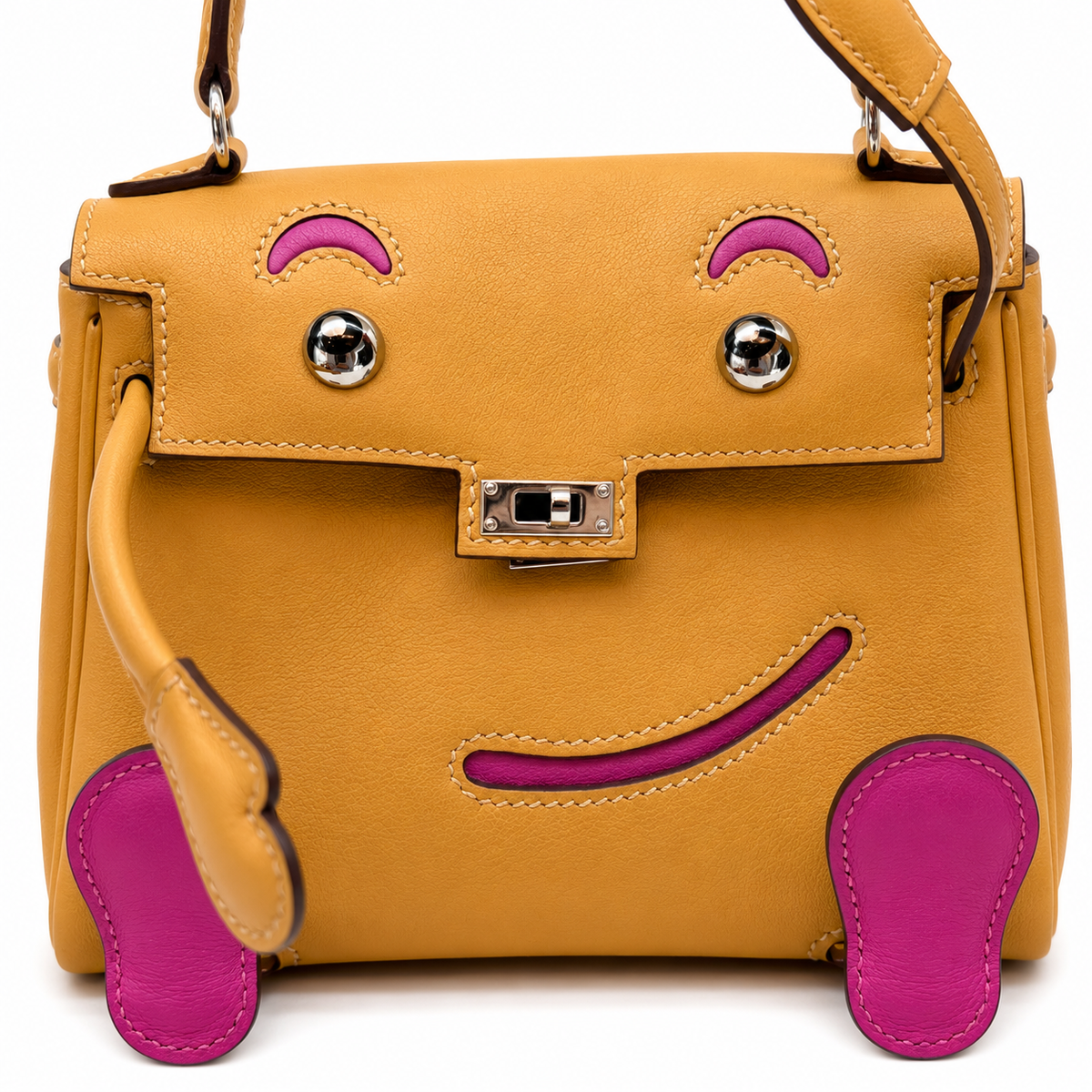 Hermès Quelle Idole Kelly Doll — Swift Giallo e Fucsia, Palladio — 1