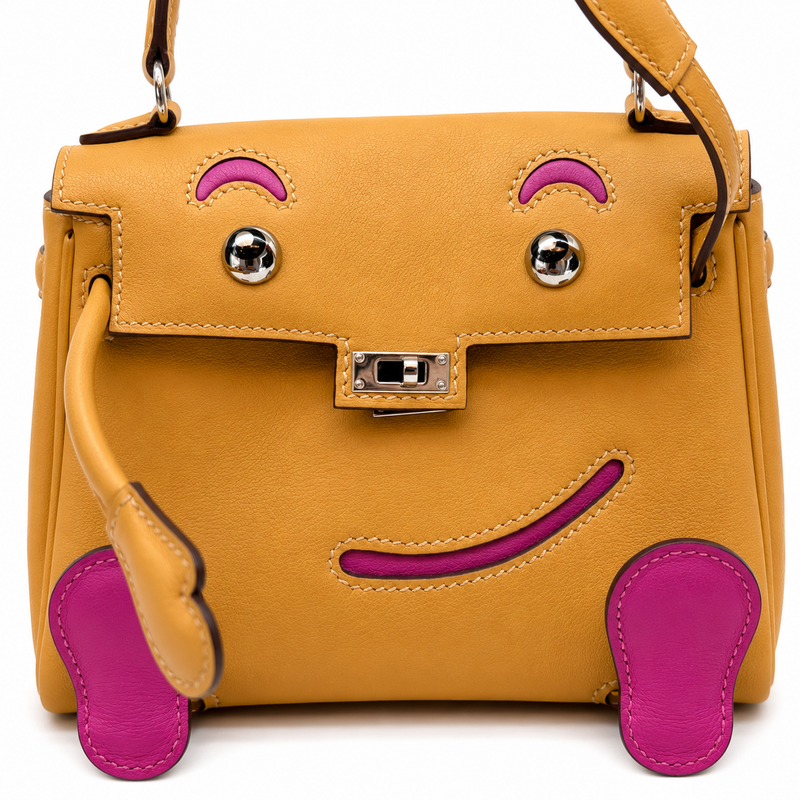 Hermès Quelle Idole Kelly Doll — Swift Giallo e Fucsia, Palladio