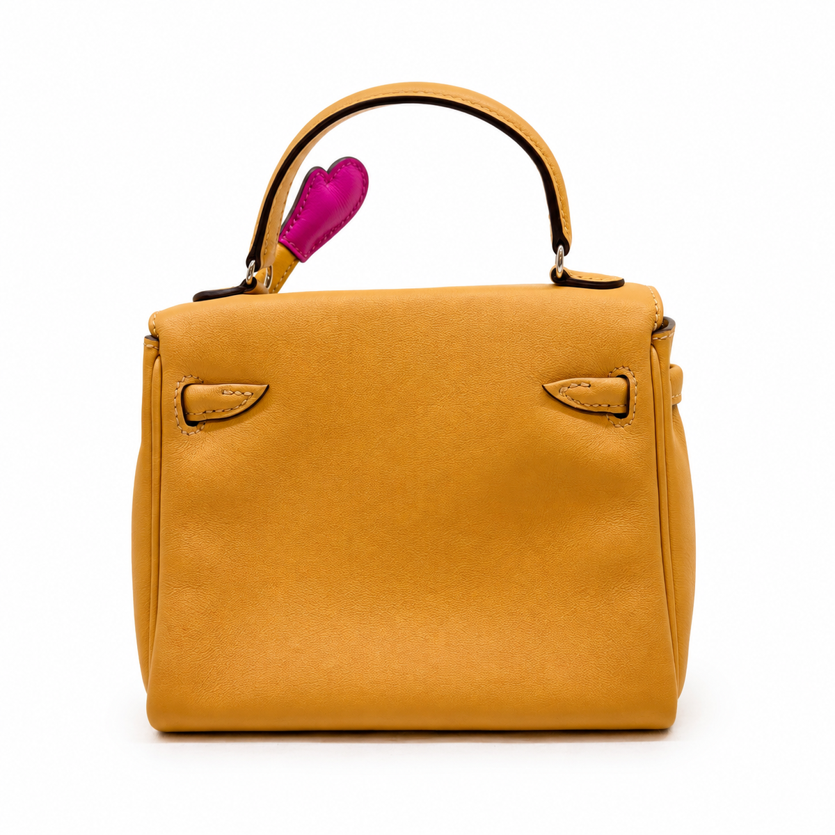 Hermès Quelle Idole Kelly Doll — Swift Giallo e Fucsia, Palladio — 3
